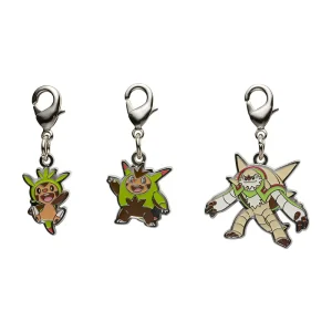 Dijes Pokémon – Chespin, Quilladin & Chesnaught en Metal (Set de 3 piezas)